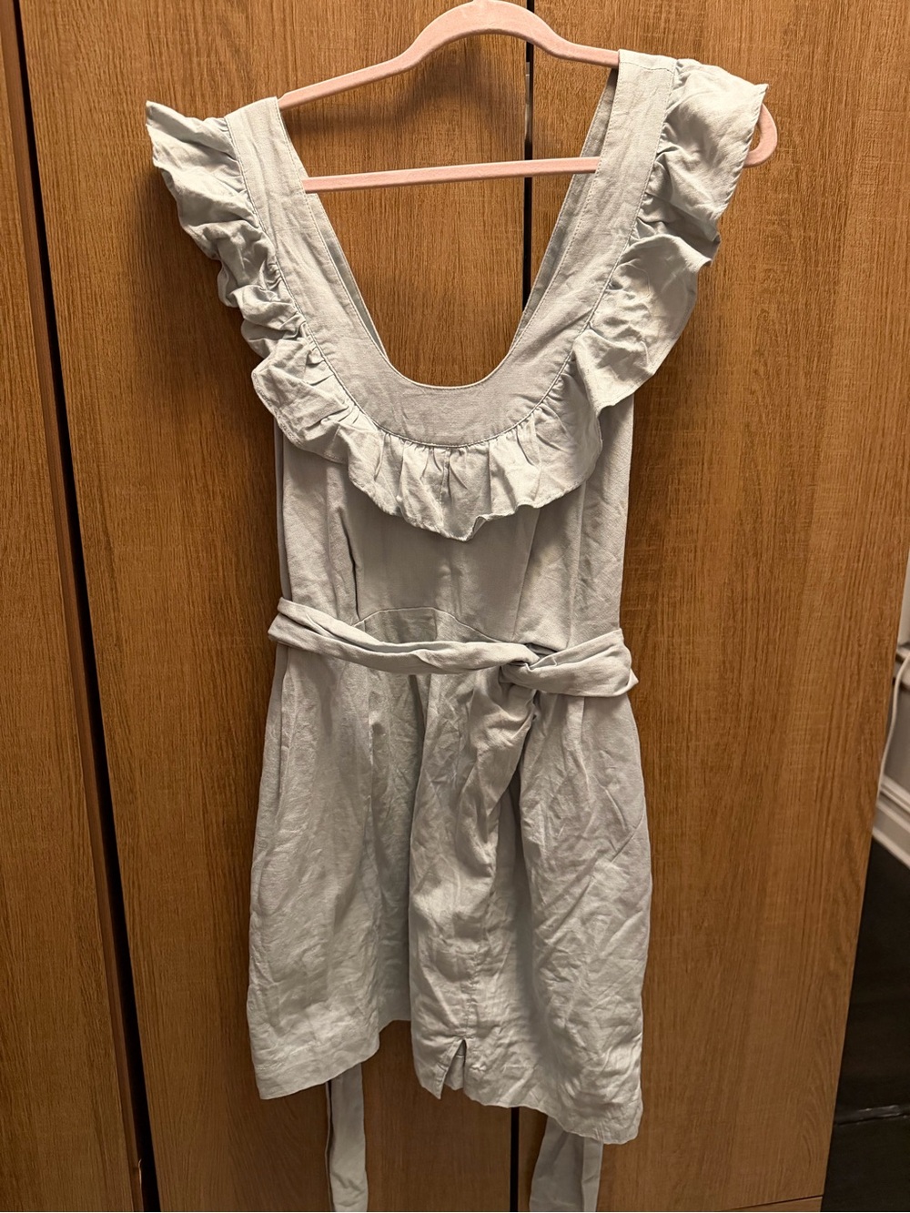 Free People Light Green Ruffle Strap Mini Dress
